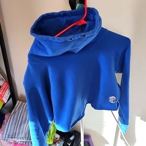 Born primitive blue cowl neck crop sweatshirt